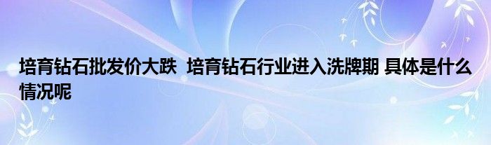 培植钻石开云全站批发价大跌 培植钻石行业进入洗牌期 简直是什么情景呢(图1)